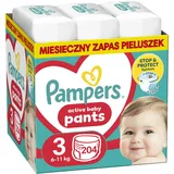 Pampers Pants Windelstangen Größe 3 (6-11kg), 204 Stück, Windeln mit Stop- & Protect Anti Auslauffunktion hinten