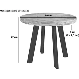 Sam Esszimmertisch rund 80 cm Mangoholz naturfarben schwarz Adelina