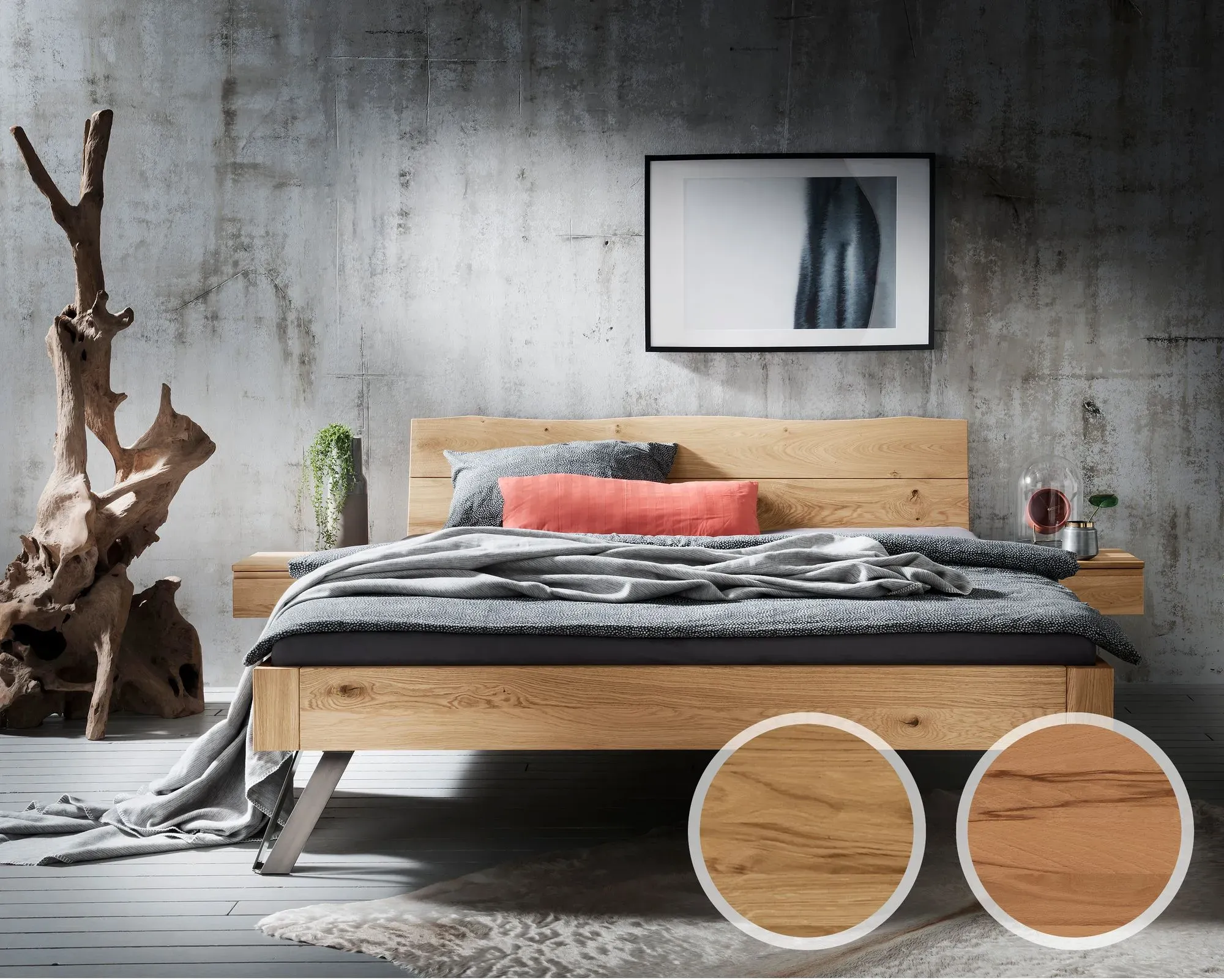 Forestales »Cleveland« Massivholzbett IV 180x200 cm / Wildeiche