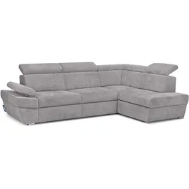 Konsimo Ratlo Ecksofa , Schlaffunktion, 4 /5 Sitzer, Bettkasten, Lederoptik, Grau - Konsimo