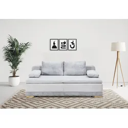 INOSIGN Schlafsofa Ben – Grau (hellgrau) mit Boxspring, Bettfunktion & Bettkasten