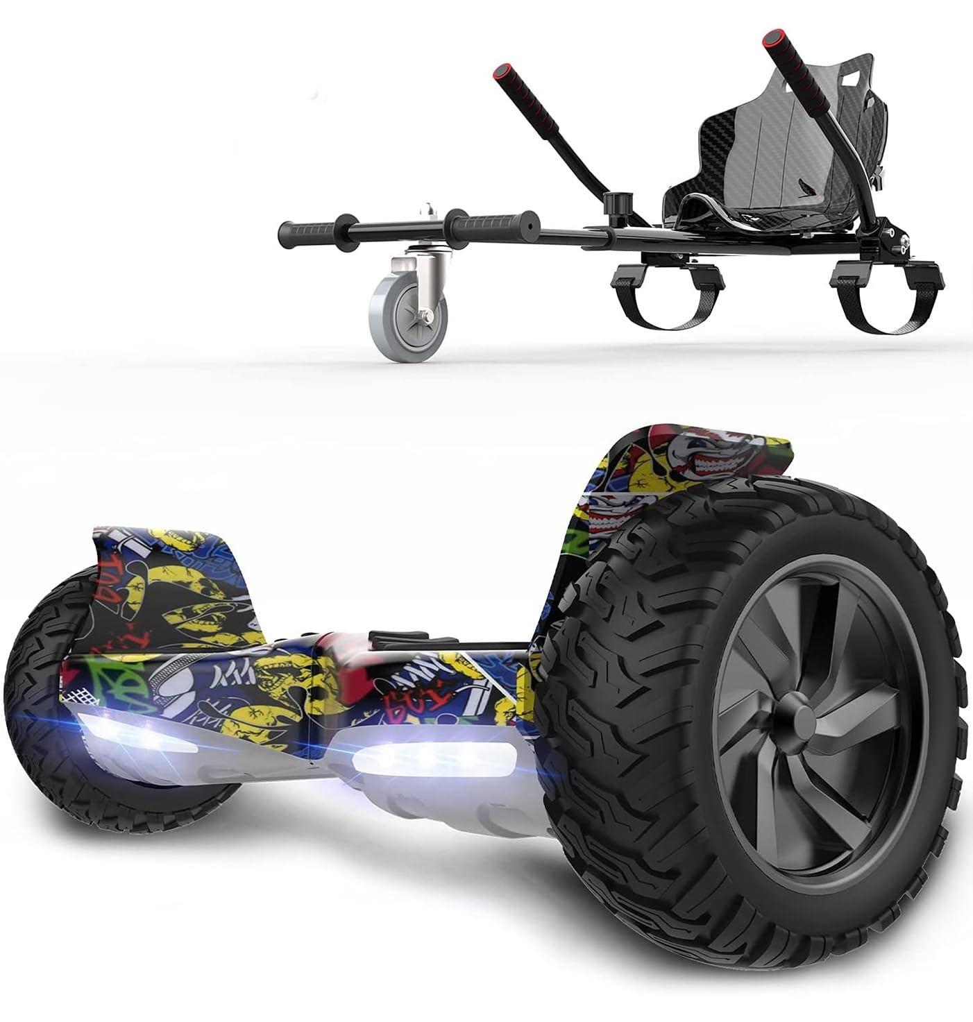 RCB Hoverboards SUV Selbstausgeglichener Hoverboards Off-Road, APP Steuerfunktion, 8,5 '' Hummer mit Bluetooth + Hoverkart Go Kart für Self Balancing hoverboards, Geschenk für Kinder