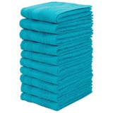 my home Handtuch Set »Handtücher mit Bordüre, 100% Baumwolle, einfarbig, weich«, (Set, 10 St., 10 Seiftücher (30x30 cm), blau