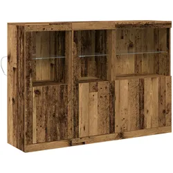 vidaXL Sideboard mit LED-Leuchten Altes Holz 142.5x37x100 cm Hergestelltes Holz