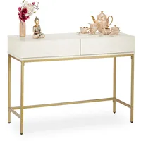 Relaxdays Konsolentisch, 2 Schubladen, Sideboard Flur, Wohnzimmer, Ablagetisch Holzoptik,