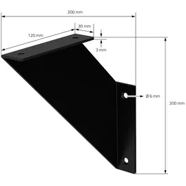 ML-Design Regalhalterung 20 x 20 x 3 cm Schwarz