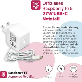 BerryBase Raspberry Pi 5 Starterkit, 64GB microSDHC inkl. Pi OS, Gehäuse, Netzteil, HDMI-Kabel und Zubehör - RAM: 2GB - Farbe: weiß