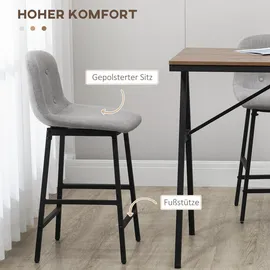 Homcom Bartisch mit Barhocker Set 5-Teilig Stahl Hellgrau 120 x 60 x 91 cm