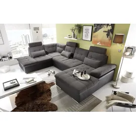 ed exciting design Wohnlandschaft JAKARTA U inkl. Kissen Grau/Schwarz