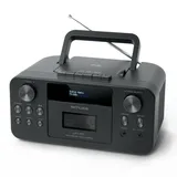 Muse Tragbares DAB+ Radio mit Bluetooth CD-Player, Kassettenspieler, UKW, Kopfhörer-Eingang, AUX-In, LCD Display, Musik-Streaming, Schwarz