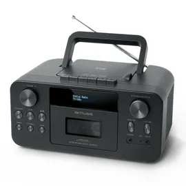 Muse Tragbares DAB+ Radio mit Bluetooth CD-Player, Kassettenspieler, UKW, Kopfhörer-Eingang, AUX-In, LCD Display, Musik-Streaming, Schwarz