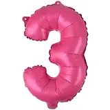 Homéa, Luftballon Zahl 3, Metallise, aus Aluminium, mit Strohhalm, Höhe 40 cm, mehrfarbig