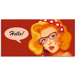 Artland Glasbild »Freundliches Hallo«, Frau, (1 St.), in verschiedenen Größen Artland Farbe Bild(er): rot