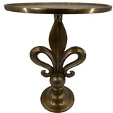 Casa Padrino Barock Beistelltisch Lilie Antik Gold Ø 51 x H. 67 cm - Runder Aluminium Tisch im Barockstil - Wohnzimmer Möbel - Aluminium Möbel - Barock Möbel - Barock Einrichtung