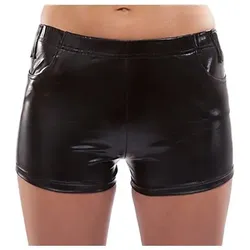 Lack-Hotpants, schwarz