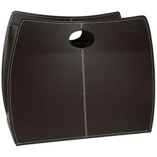 LIMAC Design VANDA Zeitungsständer modern aus Leder, Zeitschriftensammler, Originaler Zeitungskorb, Bücherkorb, für Zuhause, Büro, Hotel, Hergestellt in Italien. (Dunkelbraun)