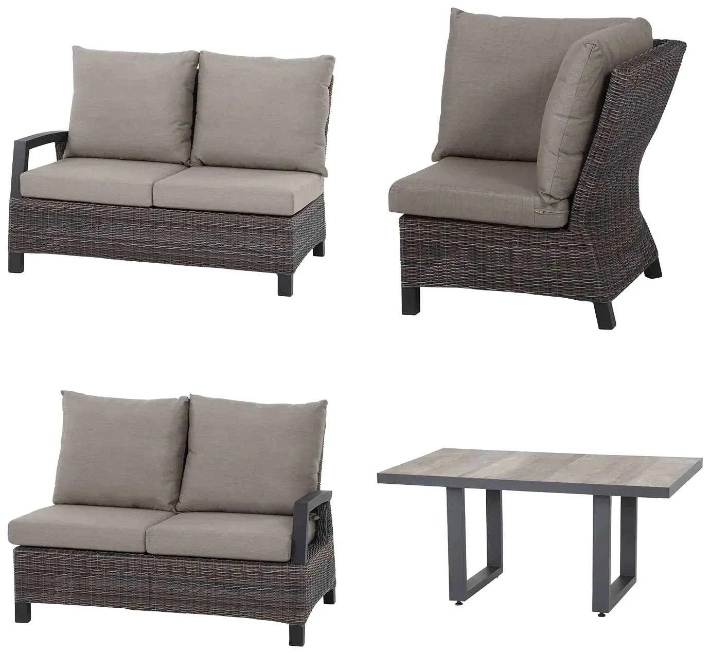 Siena Garden Gartenlounge-Set »Corido«, (4 tlg.) Siena Garden charcoal grey/schwarz