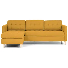 VCM ebuy24 Sofa Chaiselongsofa rechts oder links gewendet in Stoff currygelb mit Holzbeinen.