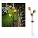 World-Trading-Net Metall Solar LED Gartenstab TRIESTE 3x Glaskugeln Gartenleuchte Leuchte