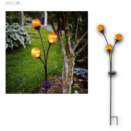 World-Trading-Net Metall Solar LED Gartenstab TRIESTE 3x Glaskugeln Gartenleuchte Leuchte