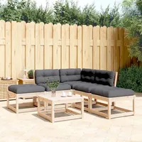 VidaXL 5-tlg. Garten-Sofagarnitur mit Kissen Massivholz Kiefer