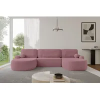 ALTDECOR Wohnlandschaft LIRA-U, Couch mit Schlaffunktion, Wohnzimmer - Wohnlandschaft, Corner Sofa Bett Eckcouch Couch L-Form Schlafcouch Ausziehbar rosa