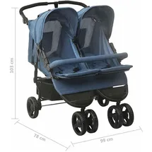 vidaXL Geschwisterwagen marineblau 10244