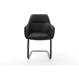 DeLife Freischwinger Pejo-Flex Echt-Leder Schwarz Freischwinger flach Schwarz Taschenfederkern