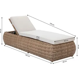 Dehner Tulum Gartenliege 195 x 94 x 60 cm Braun/Weiß