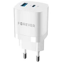 Forever TC-05 GaN PD QC Netzladegerät 1x USB-C 1x USB 33W Handy-Ladegerät Weiß