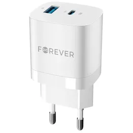 Forever TC-05 GaN PD QC Netzladegerät 1x USB-C 1x USB 33W Handy-Ladegerät Weiß