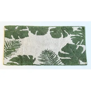 ADOB Premium Design Badematte, Badezimmerteppich, Badteppich, rutschfest, kuschelweich, 140x70 cm, Farbe grün beige, 17175