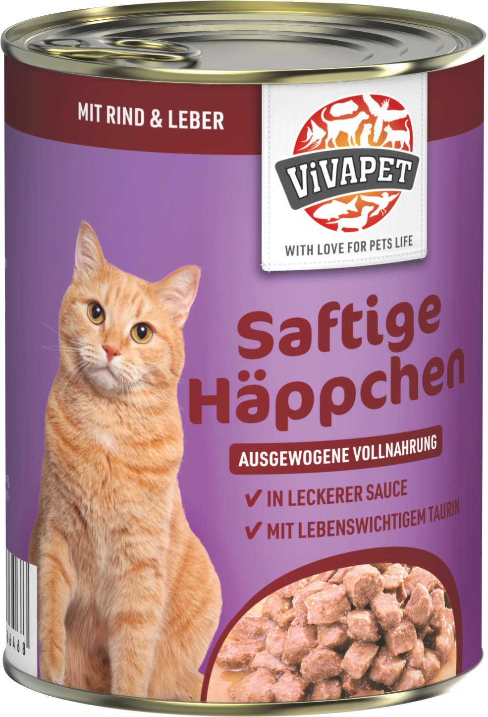 ViVAPET Katzen-Nassfutter Saftige Häppchen Rind und Leber