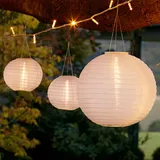 Lights4fun 6er Set LED Solar Lampions Weiß Solar Laterne weiß Solarlampen für Außen Hängend Solar Gartenleuchten für Außen LED Solar Lampions Außen Wetterfest Outdoor Beleuchtung Weiß