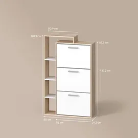 livinity® Ortello 80 x 128,3 x 24,2 cm mit 3 Schubladen / weiß