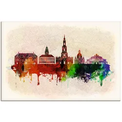 Leinwandbild ARTLAND "Dresden Deutschland Skyline", bunt (farbe bild(er): bunt), B:90cm H:60cm, Canvas, Leinwand, Bilder, auf Keilrahmen gespannt