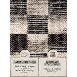 HANSE HOME Rex Juteteppich - Natur Wohnzimmerteppich, Jute & Baumwolle, Handgewebt, Schachbrett, Robust & Pflegeleicht, Naturfaser Teppich für Wohnzimmer, Schlafzimmer - Natur Weiß Schwarz, 200x300cm