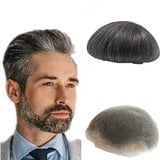 NLW Real Hairs Men’s Toupee, 100% Natural Human Hair Replacement System Medium Density, Breathable French Lace Wig Piece 8 * 10 Inches (#1B40)