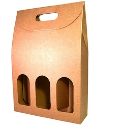 25x Leere Braunen Kartonbox für 3 Weinflaschen 27x9x40cm - Verpackung für Weinflaschen für Weihnachts-, Oster-, Geburtstagsgeschenke, für Weinkeller