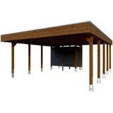 SKANHOLZ Skan Holz Carport Friesland Hybrid 557 cm x 708 cm Nussbaum