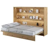 MEBLINI Schrankbett Bed Concept - Wandbett mit Lattenrost - Klappbett mit Schrank - Wandklappbett - Murphy Bed - Bettschrank - BC-04-140x200cm Horizontal - Artisan Eiche mit Matratze