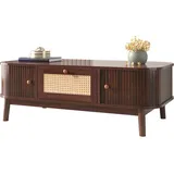 stilvora Couchtisch Rattan Natur MDF 110 x 38,5 x 55 cm
