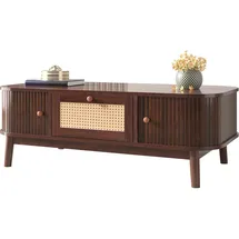 stilvora Couchtisch Rattan Natur MDF 110 x 38,5 x 55 cm