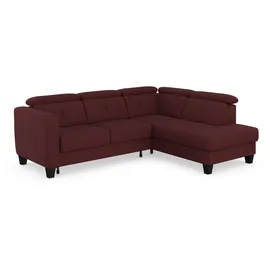 sit&more Ecksofa SIT & MORE "Belluci L-Form", lila (chianti), B:249cm H:85cm T:195cm, Sofas, Ecksofa, inklusive Federkern, wahlweise mit Bettfunktion und Bettkasten