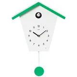 Cuco Clock Wanduhr Kuckucksuhr SCHWARZWALDHAUS, Pendeluhr Wanduhr, Moderne Schwarzwalduhr (37,5× 23 × 11,4cm mit Nachtruhefunktion, Vogelgezwitscher) grün 23 cm x 11.4 cm
