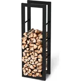 holz4home® Kaminholzregal aus Metall Schwarz inkl. Ofenhandschuh 40x25x125cm