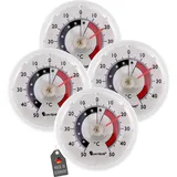 Lantelme 4 Stück Kühlschrankthermometer Set zum kleben Deutsche Herstellung Analog Kühlschrank Gefrierschrank Thermometer Rund weiß 7015