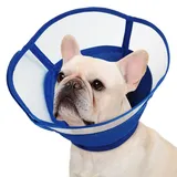 Kuoser Halskrause Hund Weich, Leckschutz Schutzkragen Hund, Comfy Cone Hund, Einstellbarer Halskrause für Hunde Nach op, Atmungsaktive Haustier Elisabethanischer, Halskrause Katze, Blau, S