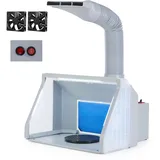 CO-Z Airbrush Kabine Absauganlage 4m3/min Klappbare Lackierkabine Zweistufenschalter, Doppellüfter mit LED-Leuchten 19cm Drehteller Spritzkabine 1,7m Entlüftungsschlauch für Modellbau Lackierarbeiten