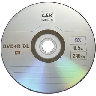 DVD+R DL Double Layer Logo 8X 8,5GB 240min Video - LSK Media Logo Top, 50 Stück in Spindel | Rohlinge DVDs zum Brennen von Video | DVD-Discs blanko | beschreibbare DVDs